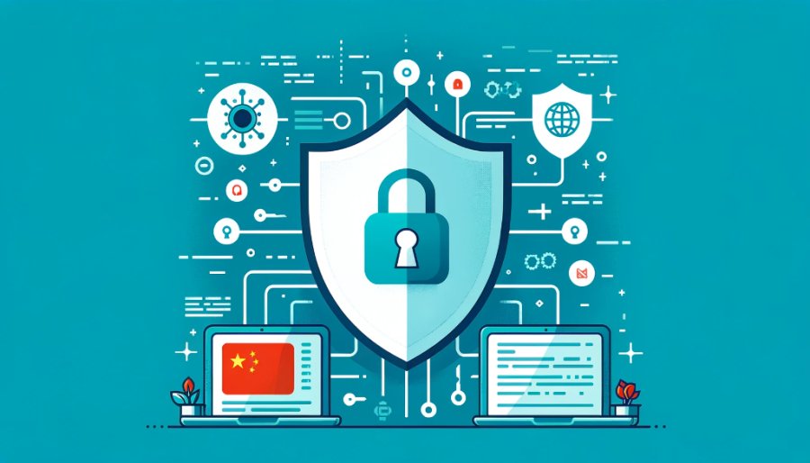 中国VPN使用指南的封面图，展示VPN和网络安全的相关元素